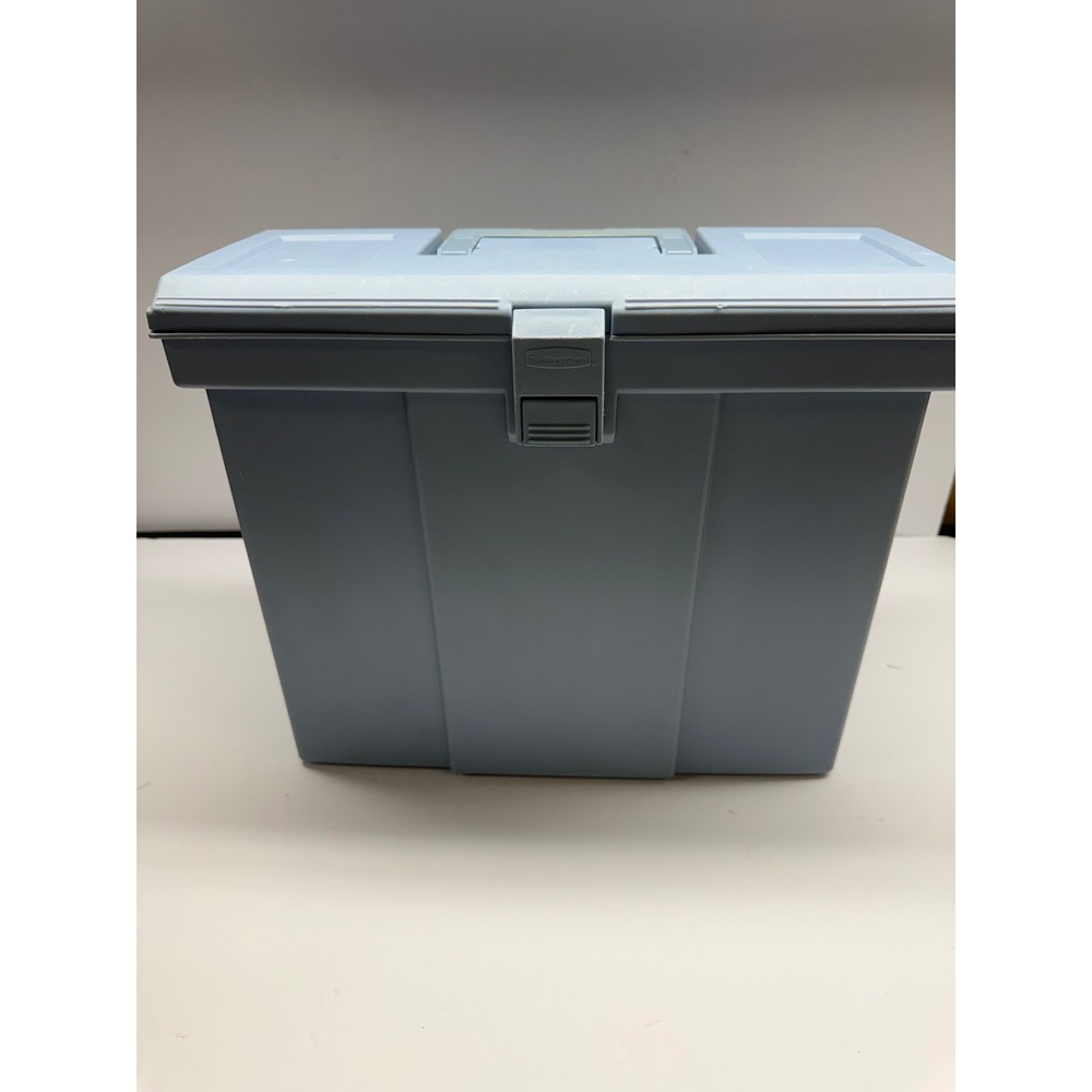 Vintage Rubbermaid Portable File Storage Box Gray Plastic Organizer Latch